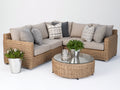 Divani da esterno - Rattan sintetico-Vetro-Tessuto - 236x236x84 cm - Marrone naturale-Beige tortora - Stile contemporaneo