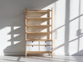 Librerie - Legno - 92x34x176 cm - Beige-Bianco - Scandinavo