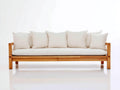 Divani da esterno - Legno-Tessuto - 218x82x78 cm - Legno naturale-Avorio - Stile contemporaneo