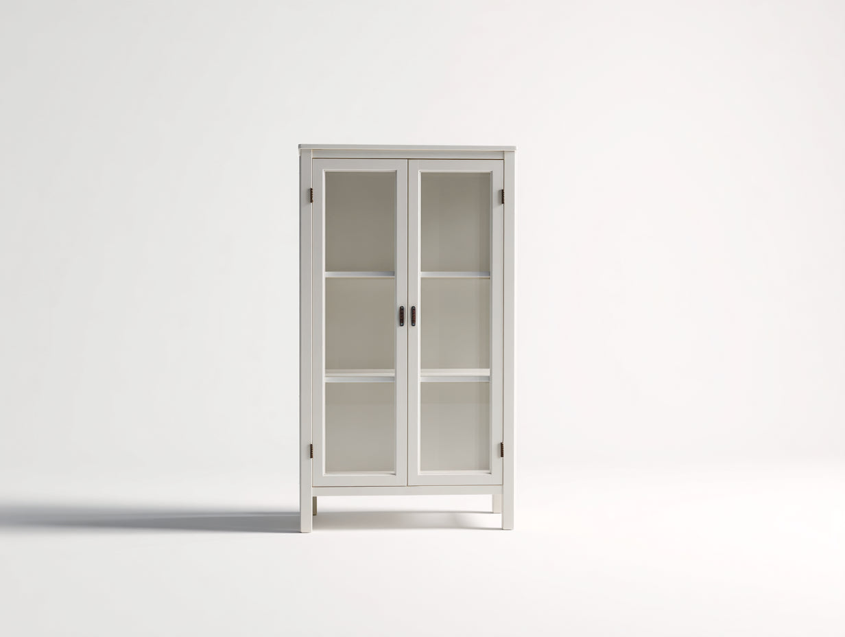 Librerie - Legno-Vetro - 86x35x158 cm - Bianco - Classico