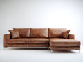 Divano angolare - pelle-metallo - 286x174x85 cm - marrone chiaro - moderno