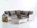 Divani da esterno - Rattan sintetico-Metallo-Tessuto - 258x258x86 cm - Bianco-Grigio scuro - Stile moderno costiero