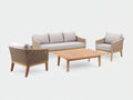 Divani da esterno - Rattan sintetico-Legno-Tessuto - 218x84x83 cm - Beige naturale-Grigio perla - Stile contemporaneo