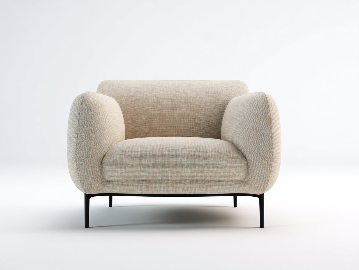 Poltrona - tessuto-metallo - 118x76x78 cm - beige-nero - design moderno