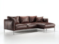 Divano angolare - pelle-metallo - 280x170x84 cm - marrone - moderno