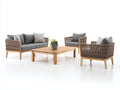 Divani da esterno - Corda-Legno-Tessuto - 184x86x82 cm - Marrone naturale-Grigio antracite - Stile nordico contemporaneo