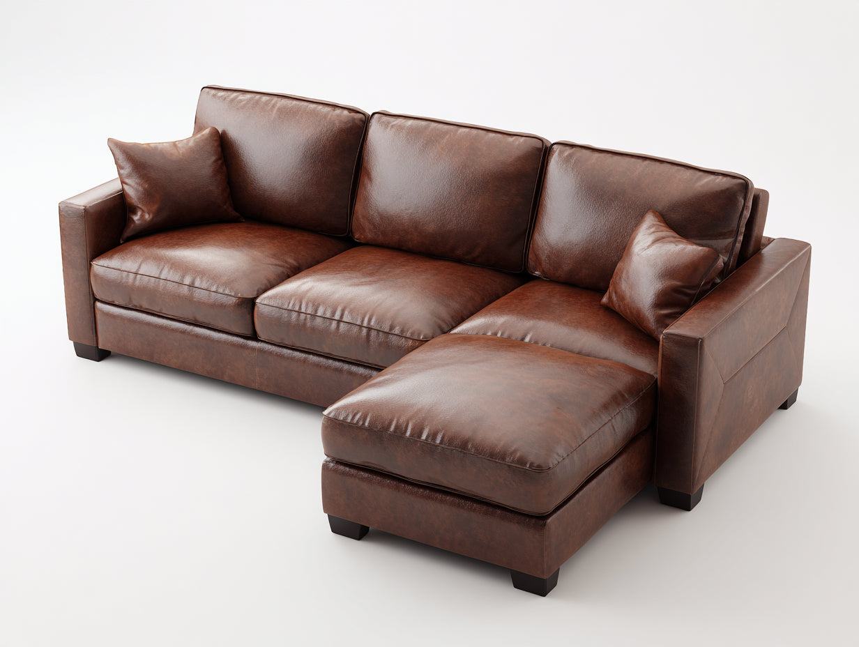 Divano angolare - pelle - 284x178x90 cm - marrone - contemporaneo