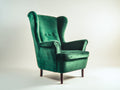 Poltrona - velluto-legno - 83x79x102 cm - verde-marrone - design classico con bottoni