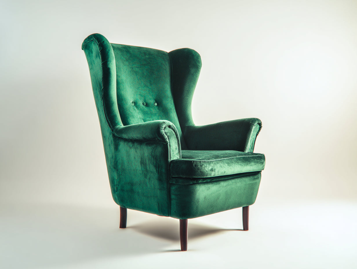 Poltrona - velluto-legno - 83x79x102 cm - verde-marrone - design classico con bottoni