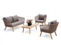 Divani da esterno - Rattan sintetico-Legno-Tessuto - 138x76x82 cm - Marrone naturale-Grigio tortora - Stile contemporaneo