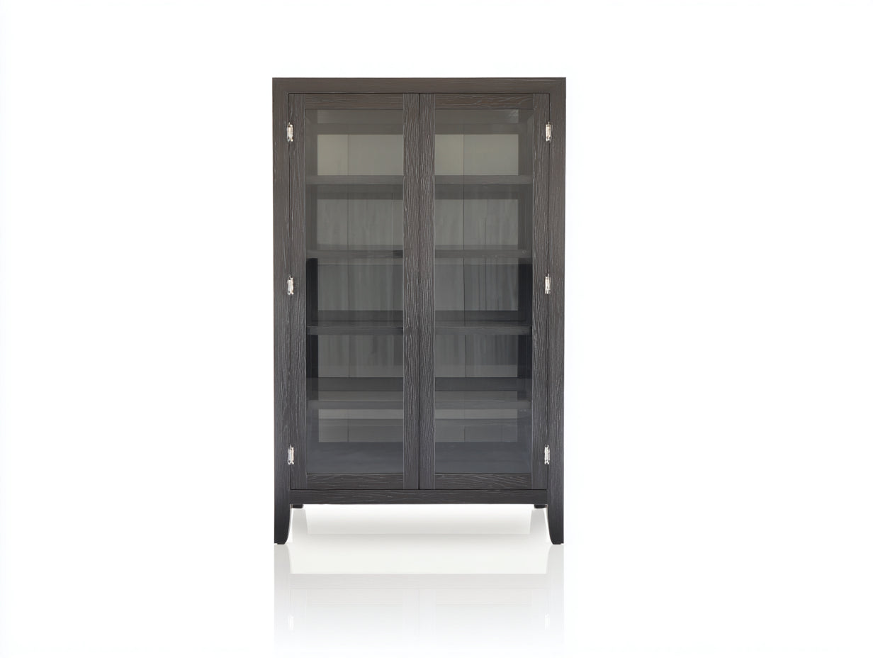 Librerie - Legno-Vetro - 108x40x188 cm - Grigio scuro - Moderno