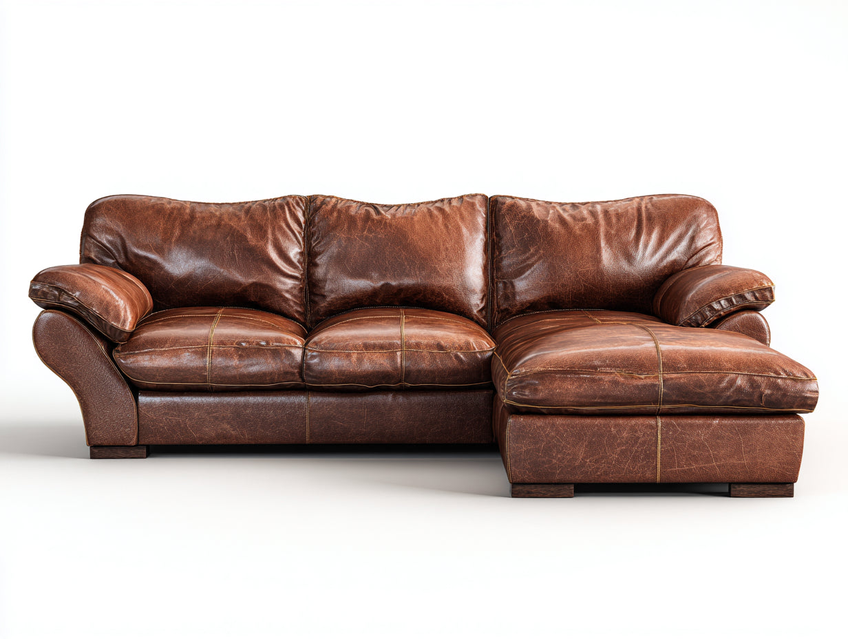 Divano angolare - pelle - 273x169x89 cm - marrone - classico
