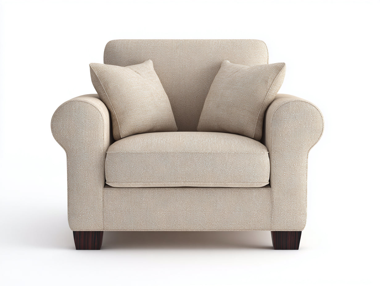 Poltrona - tessuto-legno - 108x80x83 cm - beige-marrone - design classico moderno