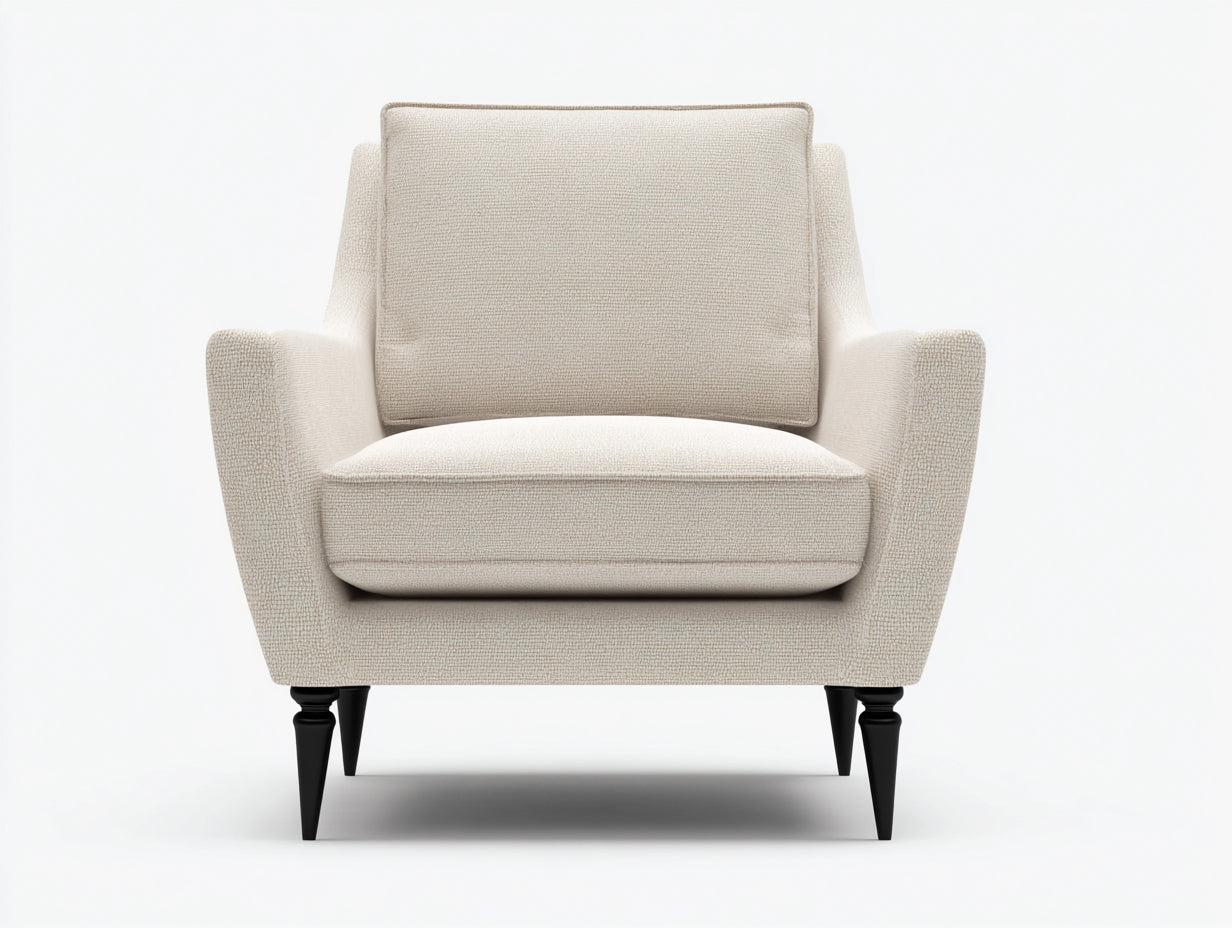 Poltrona - tessuto-legno - 88x80x86 cm - beige-nero - design classico moderno