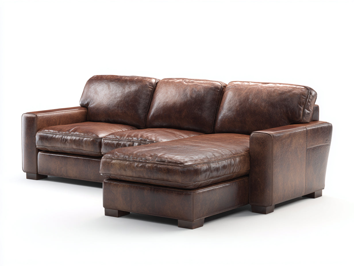 Divano angolare - pelle - 266x166x87 cm - marrone scuro - contemporaneo