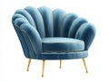Poltrona - velluto-metallo - 88x82x78 cm - blu-oro - design a conchiglia moderno