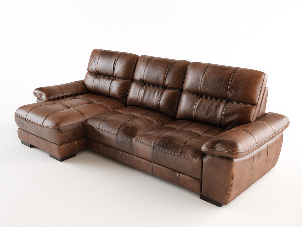 Divano angolare - pelle - 282x174x91 cm - marrone - moderno