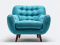 Poltrona - tessuto-legno - 90x82x86 cm - blu-marrone - design moderno capitonné