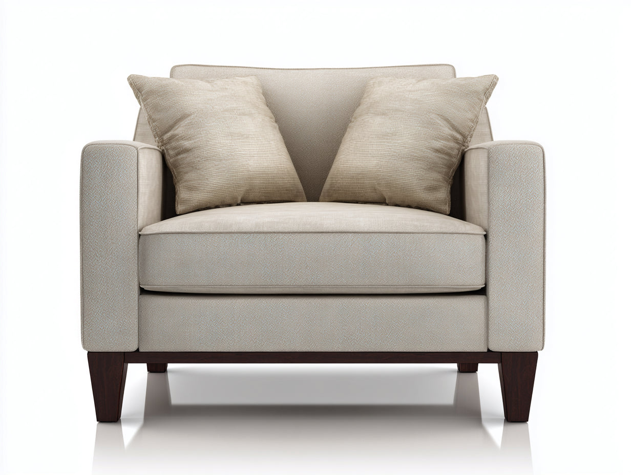 Poltrona - tessuto-legno - 112x82x84 cm - beige-marrone - design moderno classico