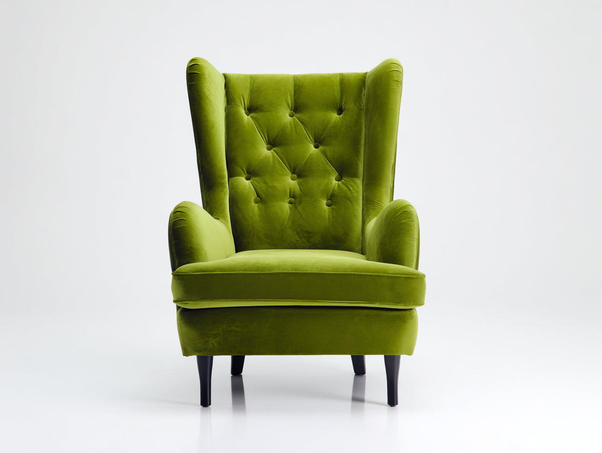 Poltrona - velluto-legno - 82x78x101 cm - verde-nero - design capitonné classico