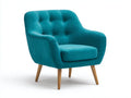 Poltrona - tessuto-legno - 84x78x87 cm - blu-marrone - design moderno con bottoni