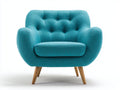 Poltrona - tessuto-legno - 88x80x85 cm - blu-marrone - design moderno con bottoni
