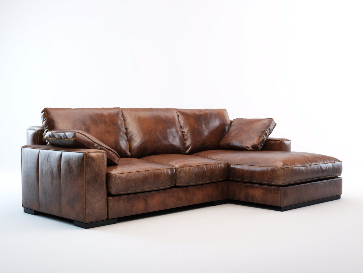 Divano angolare - pelle - 288x176x86 cm - marrone - moderno