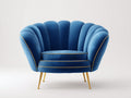 Poltrona - velluto-metallo - 94x85x81 cm - blu-oro - design a conchiglia contemporaneo